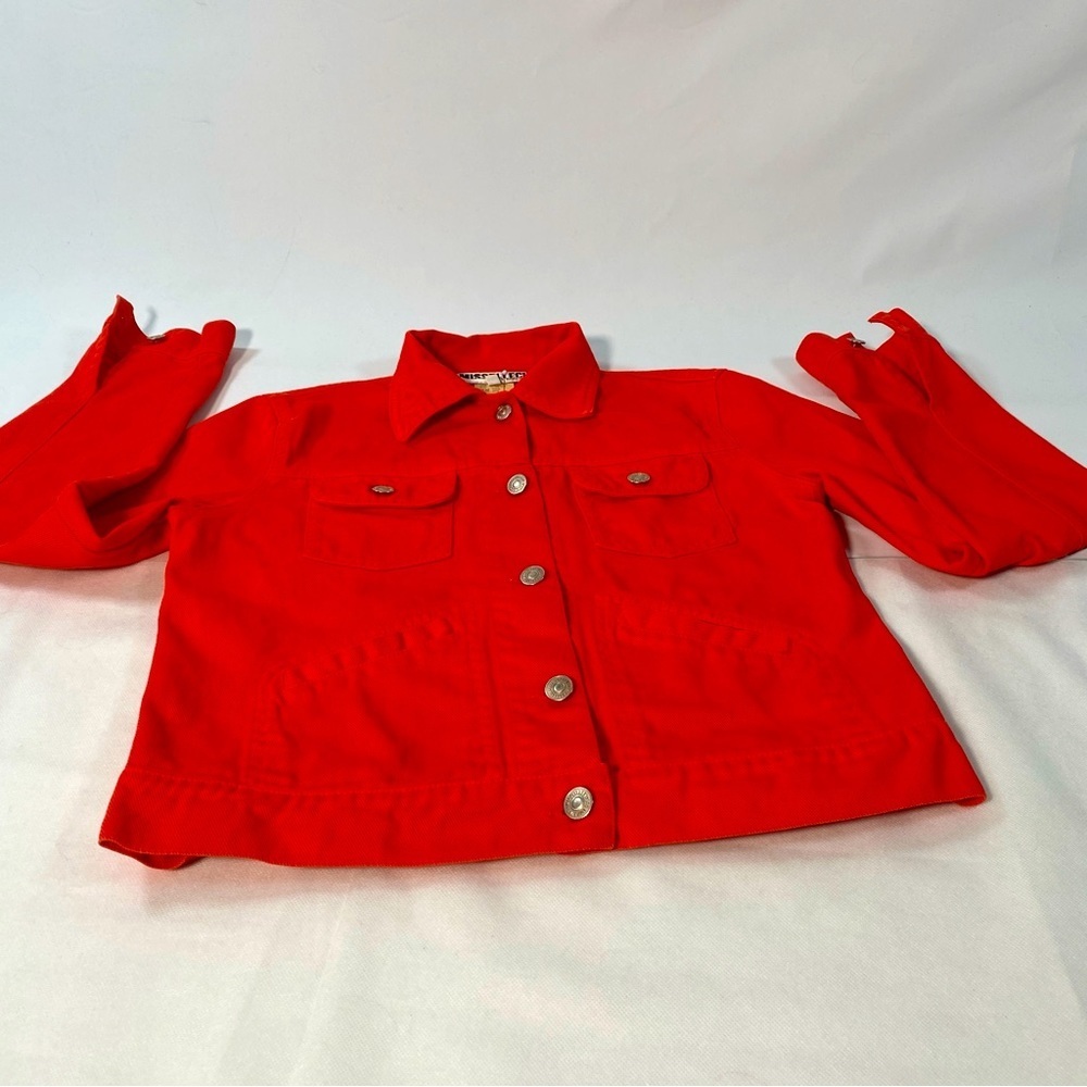 Les Copains Misselleci Vintage Jeans Crop Jacket Orange Red Size 40EU or S US